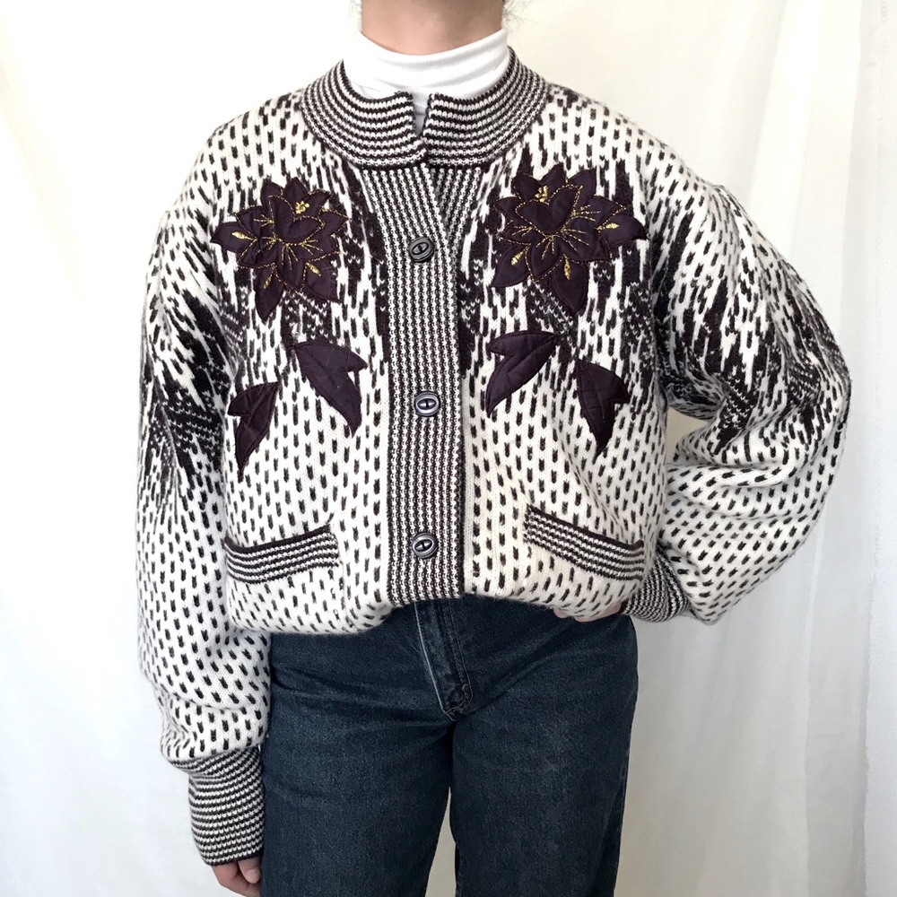 Vintage Embroidered Knit Cardigan